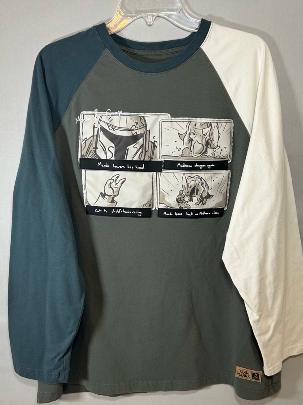 Star Wars Long Sleeve Graphic Raglan Shirt Men’s XL Green/Blue/White